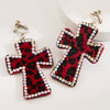 Women's Leather Leopard Cross Exaggerated Geometric Earrings