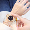 Women's Leisure Alloy And Imitation Leather Round Dial Watch With Ordinary Glass Mirror Spiral Crown And Pin Buckle