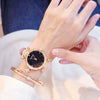 Women's Leisure Alloy And Imitation Leather Round Dial Watch With Ordinary Glass Mirror Spiral Crown And Pin Buckle