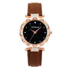Women's Leisure Alloy And Imitation Leather Round Dial Watch With Ordinary Glass Mirror Spiral Crown And Pin Buckle