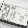 Women's Leisure Alloy And Stainless Steel Round Dial Diamond Watch With Roman Numerals