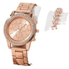 Women's Leisure Alloy Band Quartz Watch Set With Round Dial