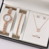 Women's Leisure Alloy Band Quartz Watch Set With Round Dial