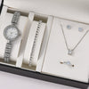 Women's Leisure Alloy Band Quartz Watch Set With Round Dial