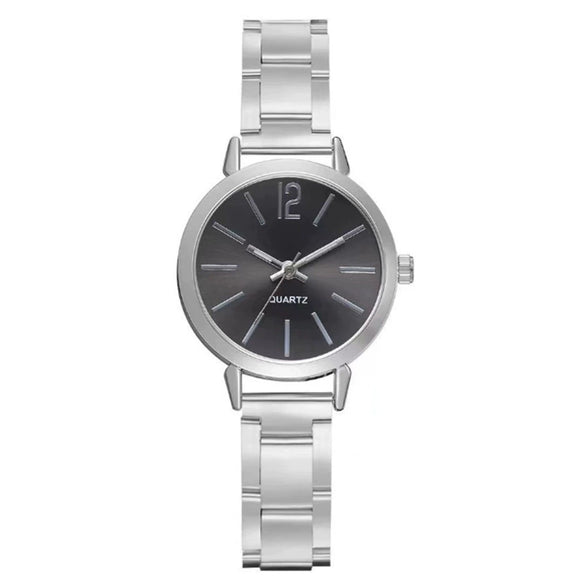 Women's Leisure Alloy Band Round Dial Quartz Watch With Rose Gold Pin Buckle