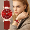 Women's Leisure Alloy Case Imitation Leather Strap Quartz Watch With Sun Pattern And Round Dial