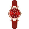 Women's Leisure Alloy Case Imitation Leather Strap Quartz Watch With Sun Pattern And Round Dial