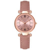 Women's Leisure Alloy Case Imitation Leather Strap Quartz Watch With Sun Pattern And Round Dial