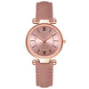 Women's Leisure Alloy Case Imitation Leather Strap Quartz Watch With Sun Pattern And Round Dial
