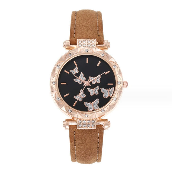 Women's Leisure Alloy Case Imitation Leather Strap Round Dial Wrist Watch