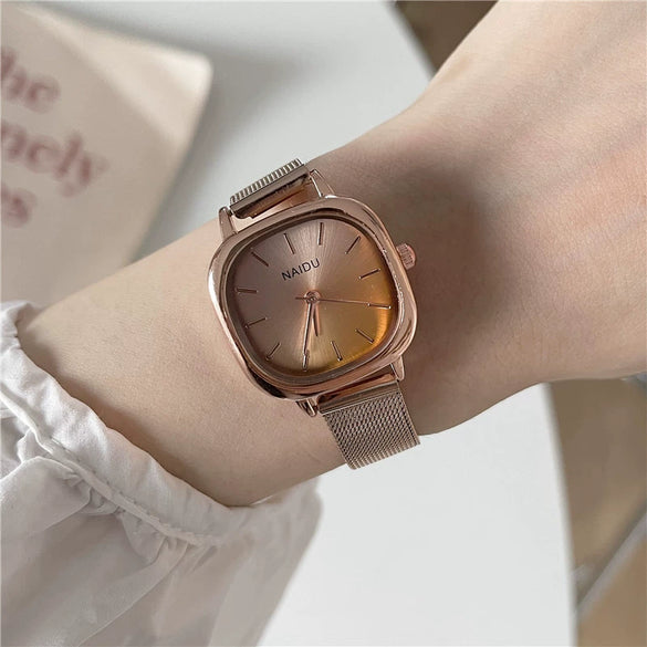 Women's Leisure Alloy Case Imitation Leather Strap Square Quartz Watch