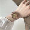 Women's Leisure Alloy Case Imitation Leather Strap Square Quartz Watch
