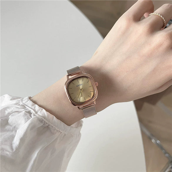 Women's Leisure Alloy Case Imitation Leather Strap Square Quartz Watch