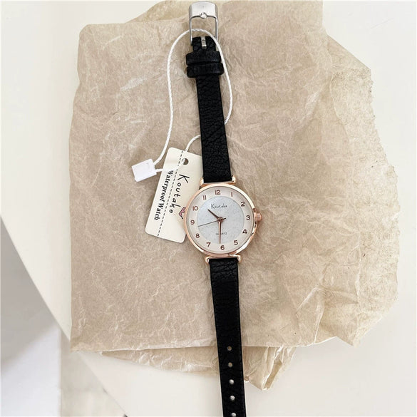 Women's Leisure Alloy Case Ordinary Glass Mirror Digital Scale Quartz Belt Watch
