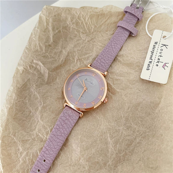 Women's Leisure Alloy Case Ordinary Glass Mirror Digital Scale Quartz Belt Watch