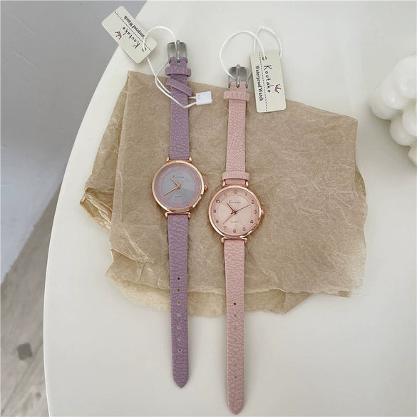 Women's Leisure Alloy Case Ordinary Glass Mirror Digital Scale Quartz Belt Watch