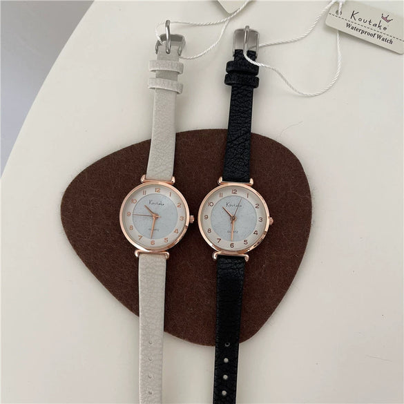 Women's Leisure Alloy Case Ordinary Glass Mirror Digital Scale Quartz Belt Watch