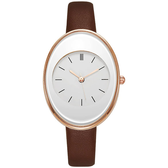 Women's Leisure Alloy Case Quartz Watch With Imitation Leather Strap And Stainless Steel Clasp Round Dial