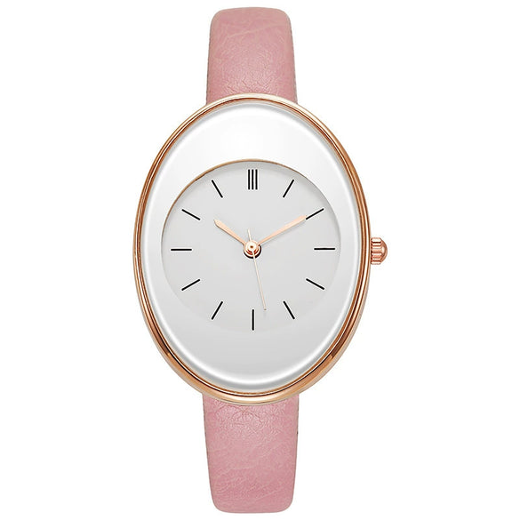 Women's Leisure Alloy Case Quartz Watch With Imitation Leather Strap And Stainless Steel Clasp Round Dial