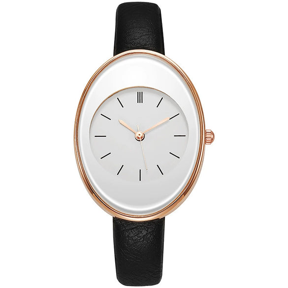 Women's Leisure Alloy Case Quartz Watch With Imitation Leather Strap And Stainless Steel Clasp Round Dial