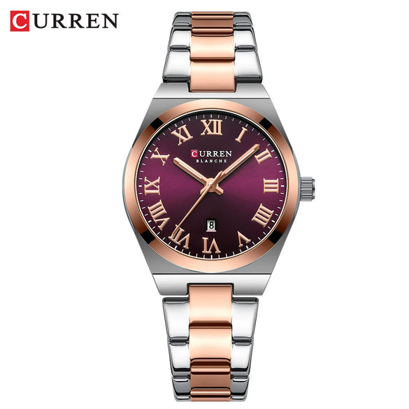 Women's Leisure Alloy Case Stainless Steel Band Round Dial Watch
