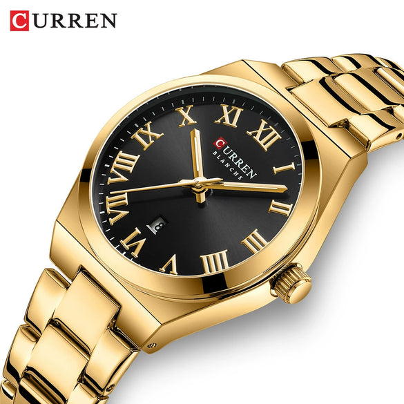 Women's Leisure Alloy Case Stainless Steel Band Round Dial Watch