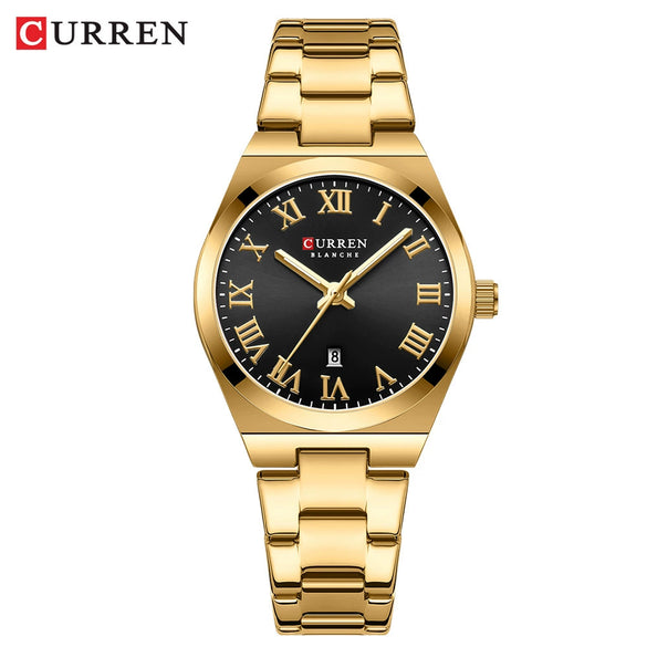 Women's Leisure Alloy Case Stainless Steel Band Round Dial Watch