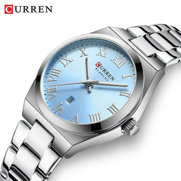 Women's Leisure Alloy Case Stainless Steel Band Round Dial Watch