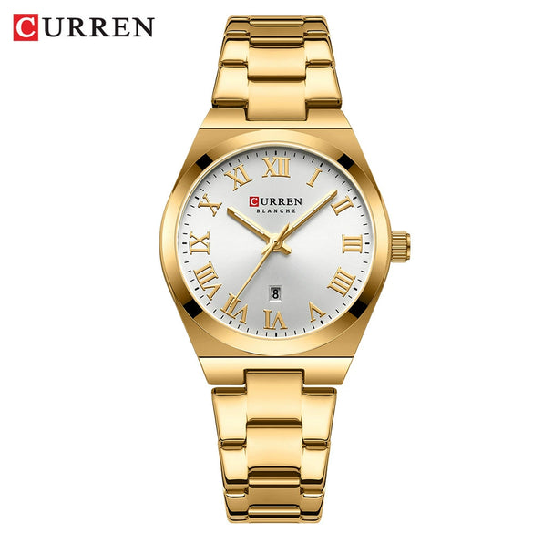 Women's Leisure Alloy Case Stainless Steel Band Round Dial Watch