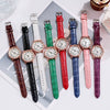 Women's Leisure Alloy Imitation Leather Belt Round Dial Quartz Watch With Diamondencrusted Luminous Design And Stainless Steel Buckle