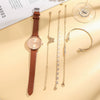 Women's Leisure Alloy Imitation Leather Strap Round Dial Diamond Rhinestone Butterfly Pattern Watch Bracelet