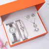 Women's Leisure Alloy Jewelry Set With Round Dial And Stainless Steel Clasp
