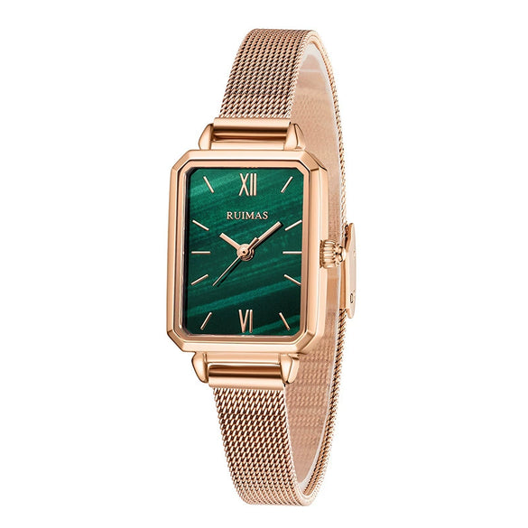 Women's Leisure Alloy Leather Watch With Rectangular Dial Stainless Steel Buckle And Mineral Reinforced Mirror