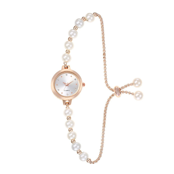 Women's Leisure Alloy Round Quartz Watch With Colored Diamond Thin Strap