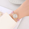 Women's Leisure Alloy Round Quartz Watch With Colored Diamond Thin Strap