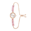 Women's Leisure Alloy Round Quartz Watch With Colored Diamond Thin Strap