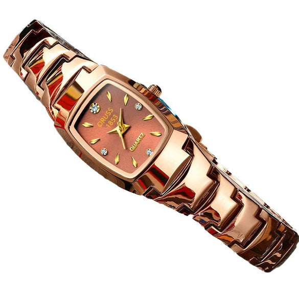 Women's Leisure Automatic Movement Watch With Round Dial Steel Case Fine Steel Strap And Stainless Steel Buckle Genuine Waterproof
