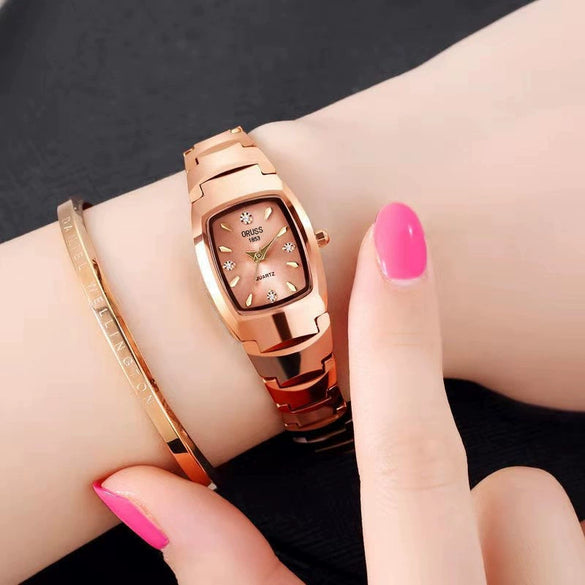 Women's Leisure Automatic Movement Watch With Round Dial Steel Case Fine Steel Strap And Stainless Steel Buckle Genuine Waterproof