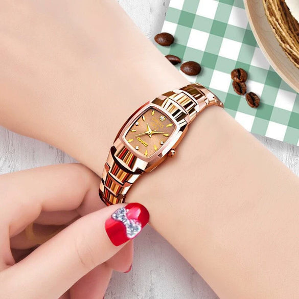 Women's Leisure Automatic Movement Watch With Round Dial Steel Case Fine Steel Strap And Stainless Steel Buckle Genuine Waterproof