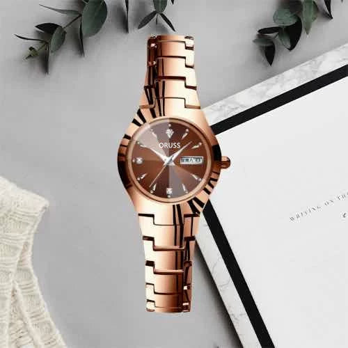 Women's Leisure Automatic Movement Watch With Round Dial Steel Case Fine Steel Strap And Stainless Steel Buckle Genuine Waterproof