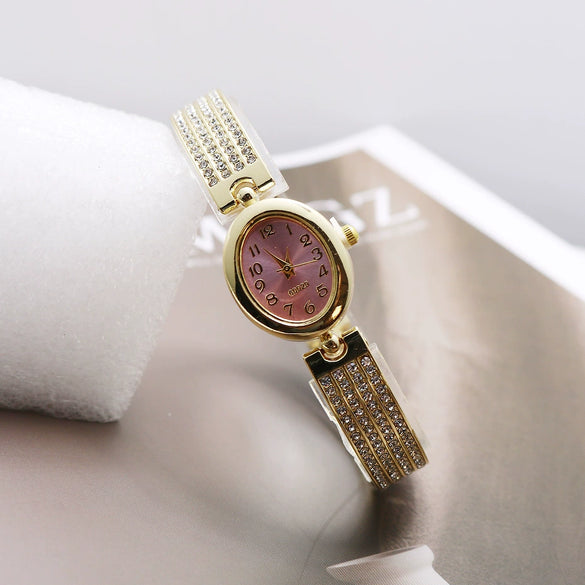 Women's Leisure Bracelet Watch Alloy Case Stainless Steel Strap Oval Dial