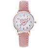 Women's Leisure Cute Heart Shaped Alloy Case Imitation Leather Strap Titanium Buckle Watch