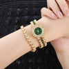 Women's Leisure Diamond Bracelet Watch Twopiece Set Alloy Case Imitation Leather Strap Titanium Metal Clasp Round Dial