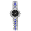 Women's Leisure Diamond Bracelet Watch Twopiece Set Alloy Case Imitation Leather Strap Titanium Metal Clasp Round Dial