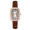 Women's Leisure Metal And Imitation Leather Barrelshaped Rhinestone Watch