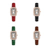 Women's Leisure Metal And Imitation Leather Barrelshaped Rhinestone Watch