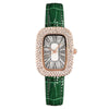 Women's Leisure Metal And Imitation Leather Barrelshaped Rhinestone Watch