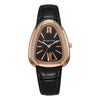 Women's Leisure Pu Strap Snakeshaped Quartz Watch With Diamond