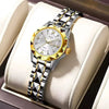 Women's Leisure Quartz Watch Alloy Case And Strap Round Dial With Print Logo