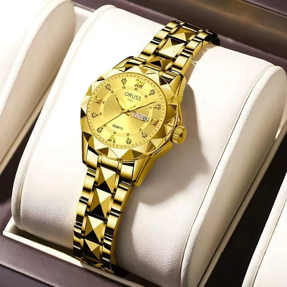 Women's Leisure Quartz Watch Alloy Case And Strap Round Dial With Print Logo